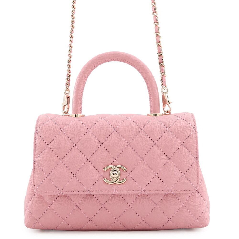 Chanel Matelassé handbag, Coco Mark, Handle, Caviar Skin, A92990, CHANEL 2-wa...